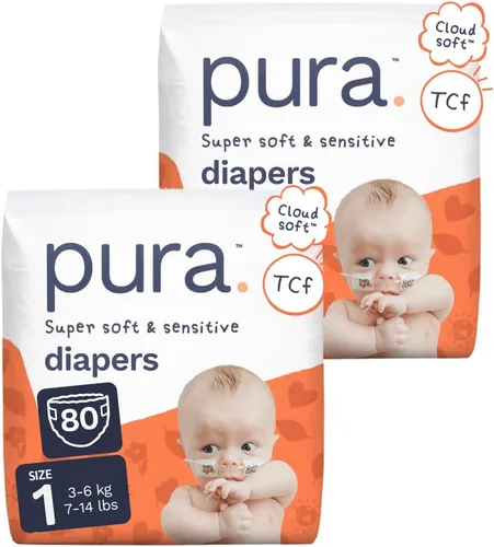 Miniatura 34 de Pura Pañales ecológicos talla 7 (33+libras) hipoalergénicos, TCF, algodón orgánico suave, sostenible, hasta 12 horas de protección contra fugas