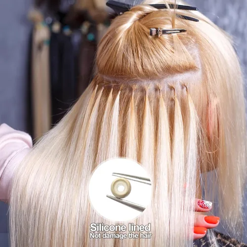 Miniatura 5 de Medsuo 200 piezas de nano anillos forrados de silicona para extensiones de cabello nano puntas nano cuentas de 0.118 in (OD) 0.039 in (ID) 0.079 in