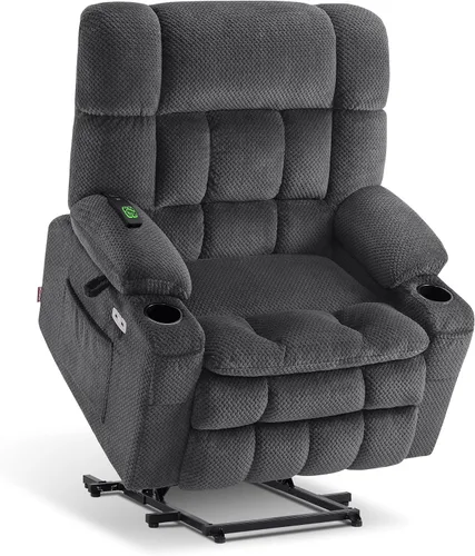 Miniatura 13 de MCombo 7893 - Silla reclinable pequeña de doble motor para ancianos pequeños, silla elevadora de gravedad cero con calor y masaje, posición Beige
