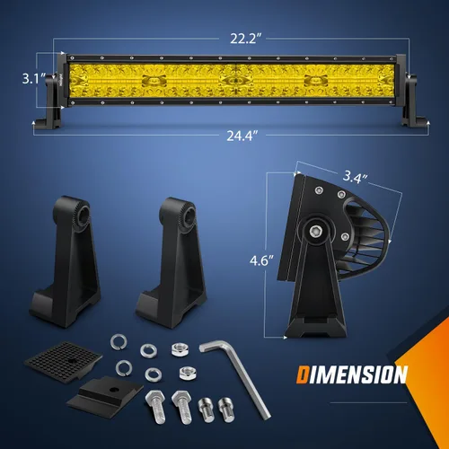 Miniatura 2 de Nilight - Barra de luz LED ámbar de 22 pulgadas, 480 W, triple fila, haz puntual y disperso, impermeable, iluminación todoterreno, con arnés