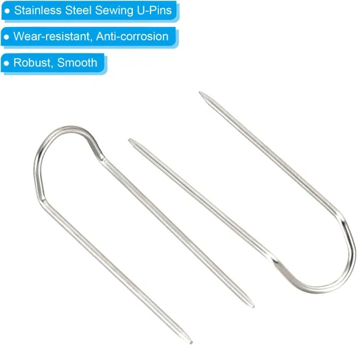 Miniatura 4 de PATIKIL Pasadores de horquilla, 200 pines de acero inoxidable para coser en U de 0.9 pulgadas, pasadores de doble bloqueo para coser joyas, tela
