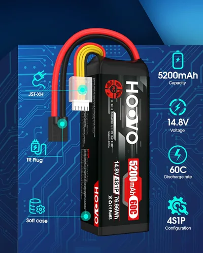 Miniatura 3 de HOOVO Batería Lipo de 14.8V 5200mAh 60C 4S con conector para RC Helicóptero RC Avión Quadcopter Drone RC Barco