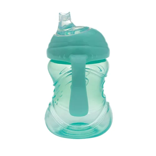 Miniatura 4 de Nuby Clik-It - Vaso para beber de entrenamiento sin derrames con asas, paquete de 2, 10 onzas, más de 4 meses, color aguamarina/rojo/naranja