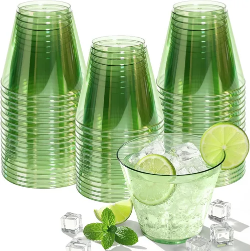 Miniatura 13 de Glowserve Paquete de 50 vasos de plástico transparente de 9 onzas, vasos de plástico azul transparente para cóctel, vasos desechables para fiestas