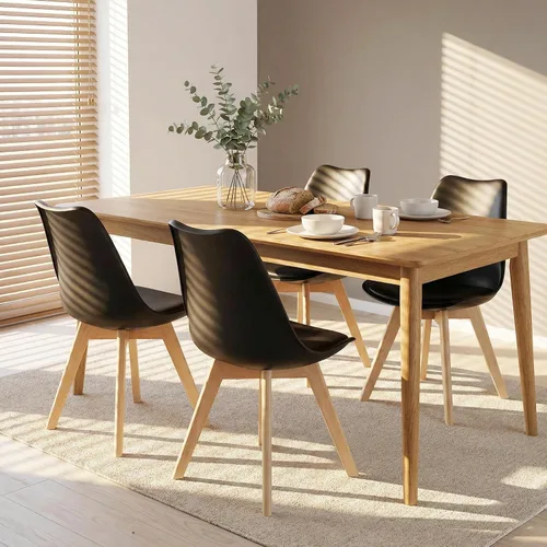 Miniatura 6 de SHGJ&SOFT Juego de 4 sillas de comedor modernas, sillas de cocina de piel sintética con respaldo alto, silla de tulipán con patas de madera maciza