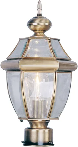 Miniatura 4 de Livex Lighting 2153-03 Poste para exteriores con pantallas de vidrio biselado transparente, color blanco Persianas de vidrio biselado transparente