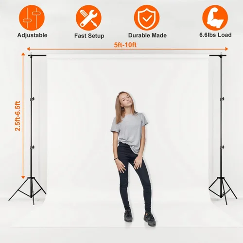 Miniatura 2 de iMounTEK - Soporte para Telón de Fondo para Estudio de Fotografía y Vídeo, 10 Pies de Ancho, Soporte Ajustable para Telón de Fondo, Kit de Soporte