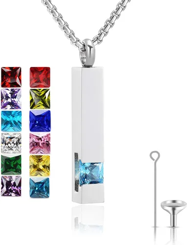 Miniatura 95 de YOUFENG collar con urna para cenizas, cubos de piedras natales, urna para cenizas humanas, collar de urna de cremación, relicario, recuerdo