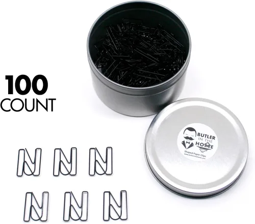 Miniatura 16 de Butler in the Home Elige tu letra favorita del alfabeto de la A a la Z o números del 0 al 9, 100 clips de papel de color negro para iniciales