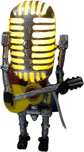 Miniatura 11 de Lámpara de mesa industrial con estatua de robot de micrófono, lámpara de mesa retro de vapor, lámpara de decoración nocturna, lámpara de escritorio