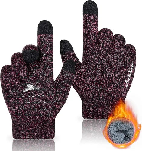 Miniatura 15 de Achiou Guantes de invierno para hombres y mujeres, guantes para pantalla táctil, gel de silicona antideslizante grueso mejorado, forro térmico