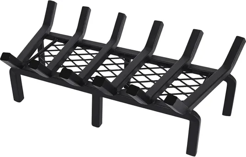 Rejilla de chimenea de 20 pulgadas con retenedor de brasas, rejilla de troncos de chimenea de hierro fundido, soporte para troncos de chimenea,