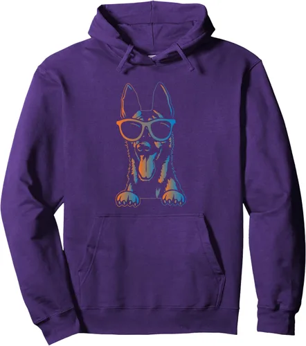 Miniatura 11 de Sudadera con capucha estilo malinois estilo retro vintage de pastor belga malinois belga, Negro
