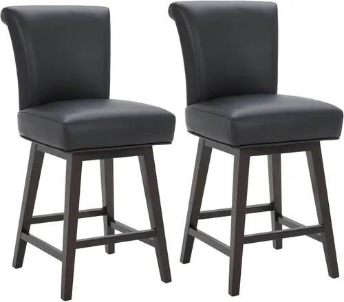 Miniatura 44 de CHITA Taburete giratorio de 26 pulgadas con altura de mostrador, taburete de bar tapizado moderno con respaldo certificado FSC de cuero sintético
