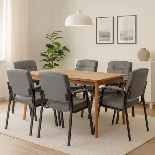 Miniatura 14 de Naomi Home Sillas apilables de piel sintética para invitados de oficina, sillas de recepción con reposabrazos para vestíbulo, clínica, sala