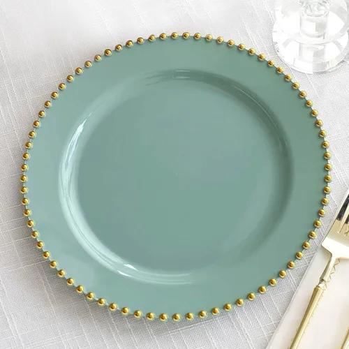 Miniatura 29 de Efavormart - Paquete de 10 platos de postre de plástico transparente rubor con borde de cuentas, platos redondos desechables para ensalada, 8