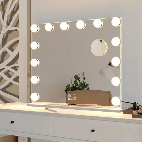Miniatura 16 de ANYHI Hollywood Espejo de maquillaje con luces, espejo grande iluminado para tocador, espejo de escritorio/pared con luces, pantalla táctil