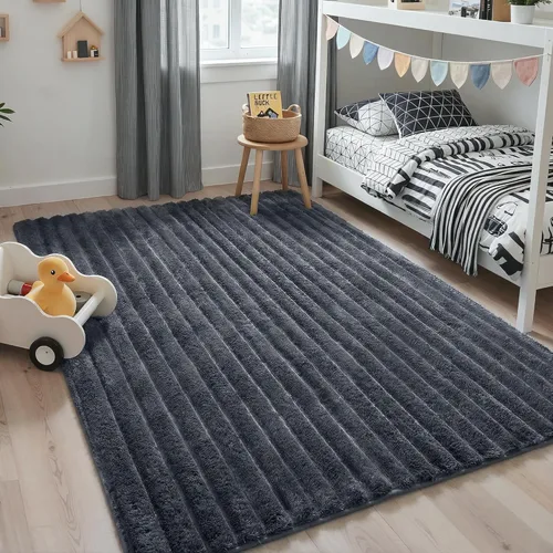 Miniatura 7 de GENIMO Alfombra de área de 5 x 7 pies para dormitorio, alfombra suave y antideslizante para niños y niñas, alfombras de felpa sólidas para sala