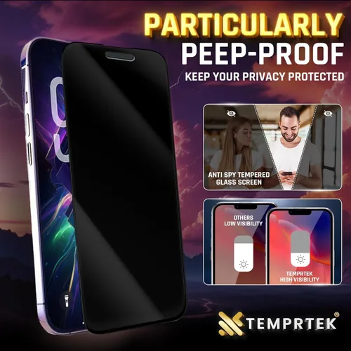 Miniatura 6 de TEMPRTEK+ Paquete de 2 Protectores de Pantalla para iPhone 17 Pro Max Compatible con iPhone 16 Pro Max Protector de Pantalla de Privacidad - 9H