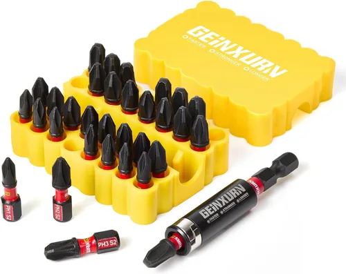 Miniatura 12 de Geinxurn Juego de puntas de destornillador de impacto, 99 piezas de 1 "/2 "multi cabeza magnética S2 puntas de destornillador de acero