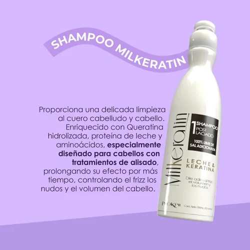 Miniatura 4 de Prokpil Milkeratin Step 1 Champú sin sal Cuidado posalisado sin parabenos sin encrespamiento Champu Pos Laciado Libre de parabenos Sin Sal