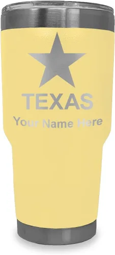 Miniatura 7 de LaserGram Vaso aislado al vacío de 20 onzas, bandera de Texas, grabado personalizado incluido (negro)