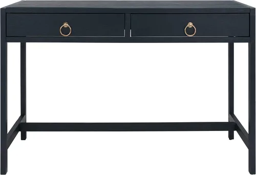 Miniatura 12 de SAFAVIEH Muebles - Escritorio Esther con 2 cajones, color blanco antiguo, madera maciza, diseño de herrajes dorados glamorosos, ideal para oficina
