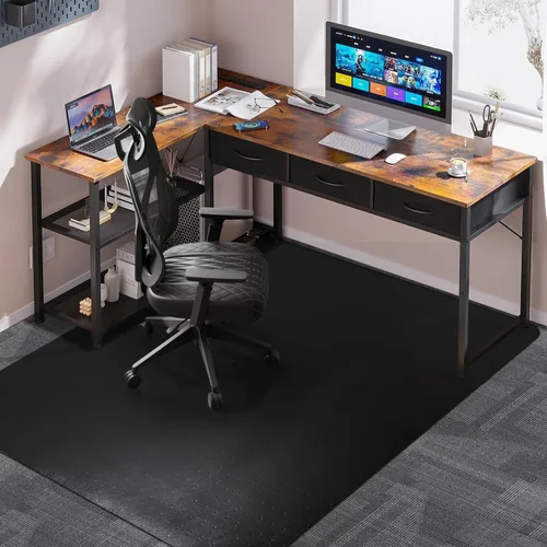 Miniatura 11 de Tapete grande para silla de oficina para alfombra, 36" x 48" antideslizante impermeable para silla de escritorio para sillas con ruedas, protector