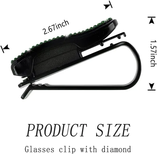 Miniatura 2 de Turcee Juego de 2 soportes para lentes de sol con diamantes de imitación brillantes para visera de automóvil con esponja antiarañazos, decoración