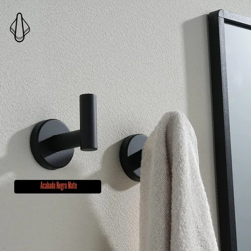 Miniatura 6 de JQK TH100-PB-P2 - Gancho negro para toallas de baño, cocina, garaje, montaje en la pared (paquete de 2), acero inoxidable 304 negro mate, TH100-PB-P2