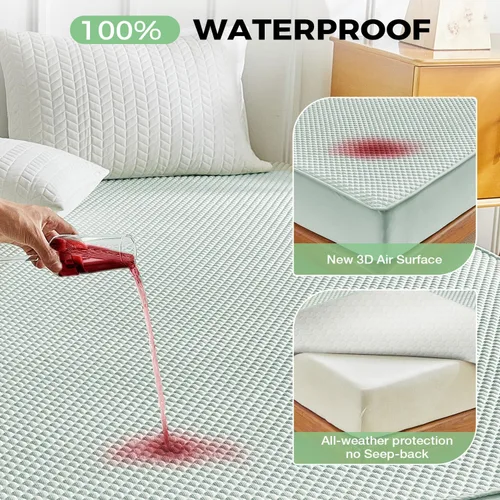 Miniatura 4 de Tokokimo Protector de colchón refrescante, protector de colchón impermeable de enfriamiento de tamaño completo con 2 fundas de almohada, funda