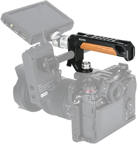 Miniatura 2 de NICEYRIG Mango superior para rosca ARRI 3/8 '' con abrazadera de varilla de 0.591 in, agarre de madera para cámara DSLR para jaula Rig - 348