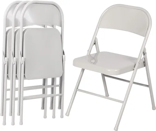 Miniatura 15 de VECELO Paquete de 8 sillas plegables con marco de metal, asiento de acero con triple soporte para oficina en casa, ahorro de espacio sin montaje