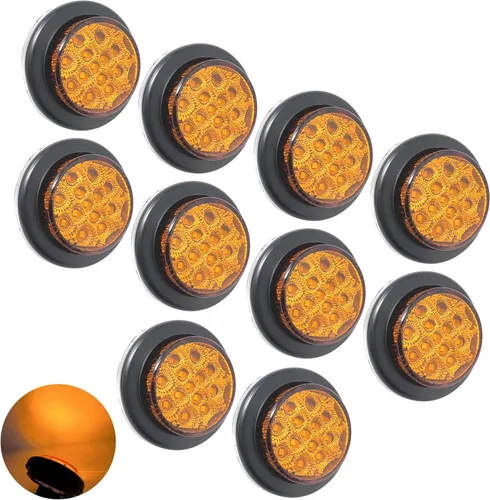 Miniatura 10 de All Star Truck Parts 10 unidades de luz LED redonda de 2 pulgadas con espacio para marcador lateral [13 LED]