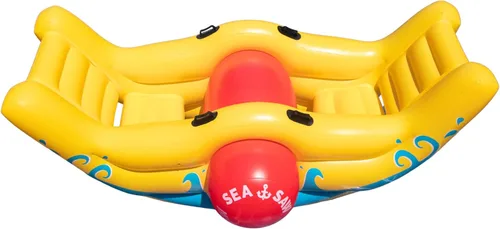 Miniatura 11 de SWIMLINE Juguete flotante original de unicornio arcoíris mecedora para piscina, con asas fáciles de agarrar y refuerzos laterales estabilizadores