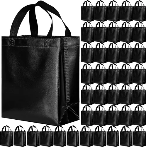 Miniatura 16 de BLEWINDZ 100 bolsas de regalo reutilizables medianas con asas - Ideales para obsequios de fiestas y bolsas de compras (10 colores)