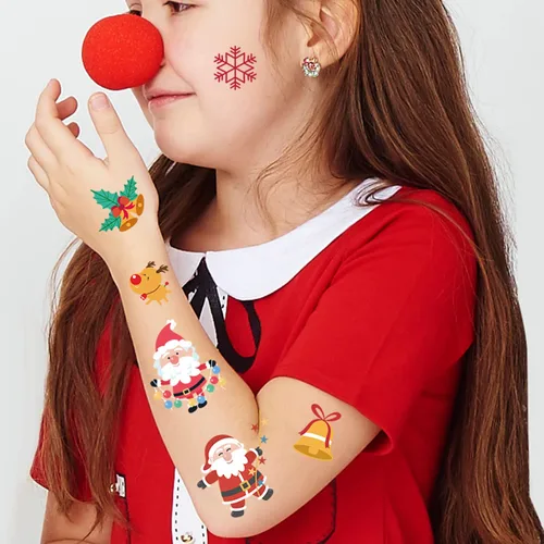 Miniatura 5 de Awinmay Tatuajes temporales de Navidad para niños, rellenos de calcetines y regalos - 240 piezas de pegatinas falsas de tatuajes de Navidad