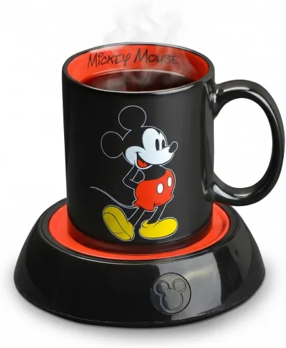Calentador de Tazas Mickey Mouse de Disney con Taza de 12 oz por Select Brands - Calentador de Tazas de Café con Taza de Cerámica Incluida - Plato