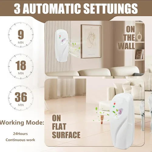 Miniatura 2 de Dispensador automático de ambientador en aerosol, paquete de 2, ambientadores automáticos montados en la pared/de pie para uso doméstico