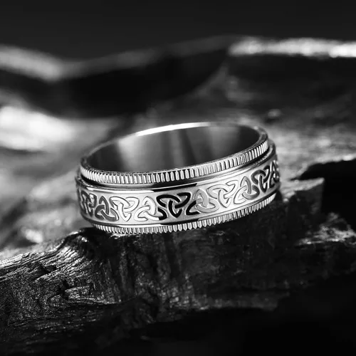 Miniatura 20 de King Will Anillo giratorio de acero inoxidable 316L para hombres y mujeres, 0.315 in de dragón/nudo celta, anillo para ansiedad para aliviar