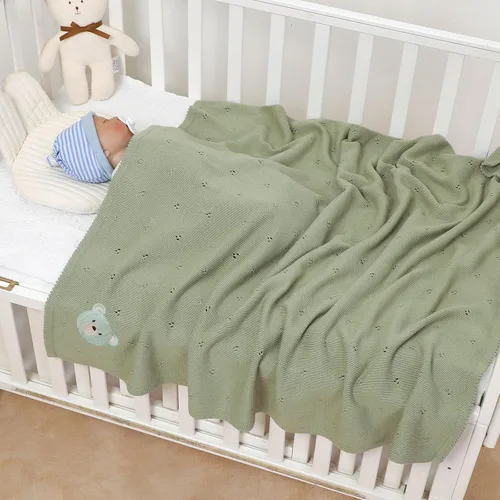 Miniatura 5 de mimixiong Manta de algodón orgánico para bebé, de punto neutro, suave, para cuna, cuarto de bebé, bebé, bebé, niña, 40 x 30 pulgadas (verde)