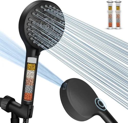 Miniatura 8 de PALAS Cabezal de ducha filtrado con mano, 10 modos de alta presión con filtros, lavado eléctrico incorporado, suaviza el agua dura, elimina