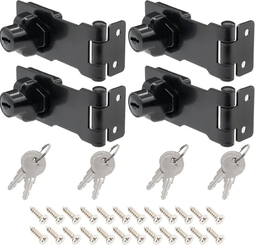 Miniatura 8 de 4 cerraduras de cerrojo con llave de 3 pulgadas, perilla giratoria de 3 pulgadas, cerrojo de bloqueo con llave, cierres de seguridad de metal