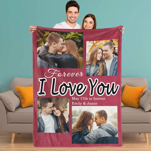 Miniatura 17 de Youltar Manta personalizada con fotos de texto, mantas personalizadas con imágenes para novia, parejas, marido, esposa, boda, utilizada como regalo