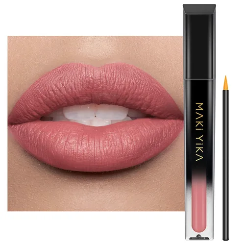 Miniatura 39 de MAKI YIKA Lápiz labial rojo burdeos para mujer, pintalabios de larga duración, sin manchas, mate, líquido, a prueba de transferencia, sin crueldad