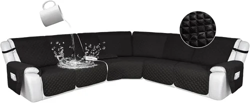 Miniatura 181 de HDCAXKJ Fundas de sofá seccional reclinable 100% impermeable, forma de L, funda de sofá reclinable lavable acolchada suave para mascotas, perro
