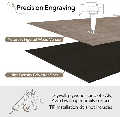 Miniatura 4 de Olanglab Paneles de pared acústicos de chapa de madera, paquete de 6, paneles de pared absorbentes de sonido de 23.6 x 47.2 pulgadas para decoración
