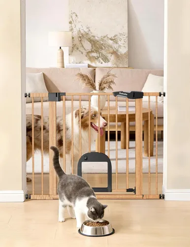 Miniatura 18 de Babelio Puerta de bebé mejorada de 36 pulgadas de alto con puerta para gato, puerta de perro duradera de 29 a 43 pulgadas de cierre automático