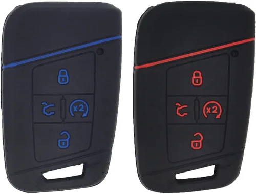 Miniatura 9 de Paquete de 2 fundas protectoras de silicona suave para llavero remoto para VW Volkswagen Tiguan Atlas Jetta Passat Golf Alltrack KR5FS14-US Negro