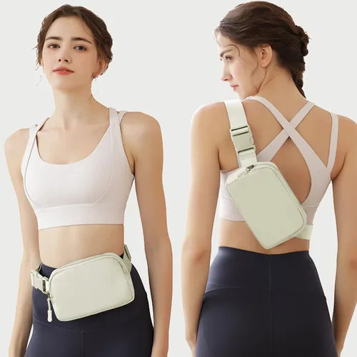 Miniatura 3 de Riñonera, bolsa para cinturón, correa ajustable ajustable de 40 pulgadas, para mujeres y hombres, Beige, Bolsa de cinturón